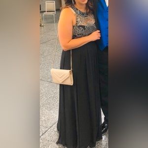 Eliza J Black high neck embroidered dress